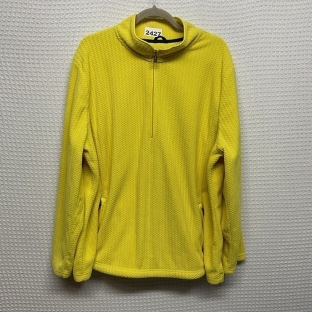 Talbots Yellow Plush 1/2 Zip MockNeck Pockets Fleece Sweater Pullover Women 3X